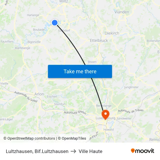 Lultzhausen, Bif.Lultzhausen to Ville Haute map