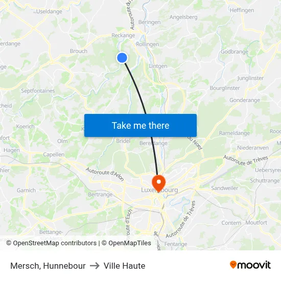 Mersch, Hunnebour to Ville Haute map