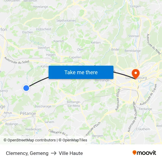 Clemency, Gemeng to Ville Haute map