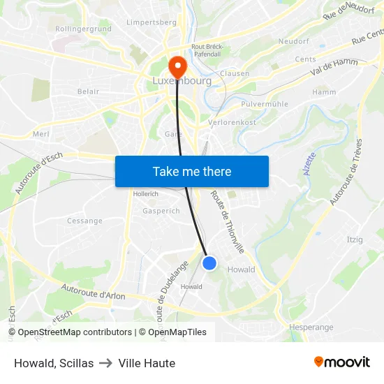 Howald, Scillas to Ville Haute map