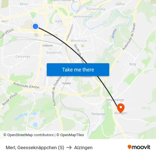 Merl, Geesseknäppchen (S) to Alzingen map