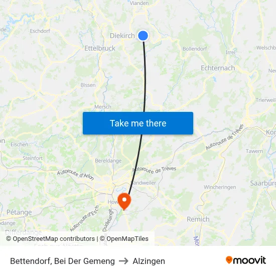 Bettendorf, Bei Der Gemeng to Alzingen map
