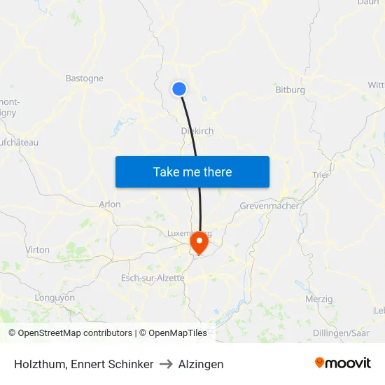 Holzthum, Ennert Schinker to Alzingen map