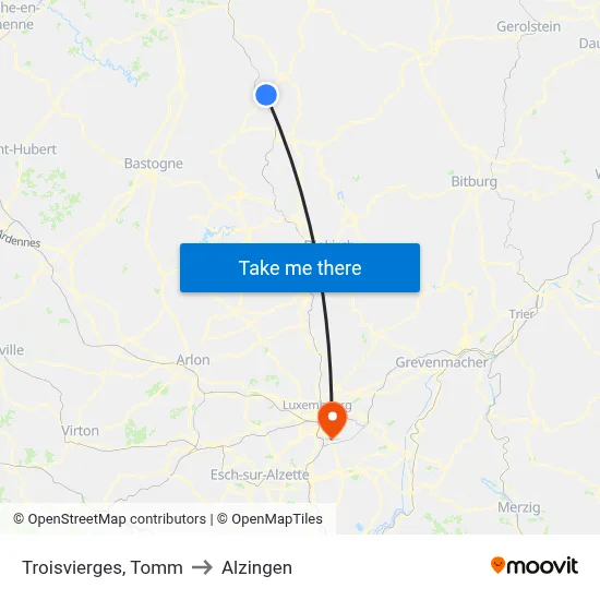 Troisvierges, Tomm to Alzingen map