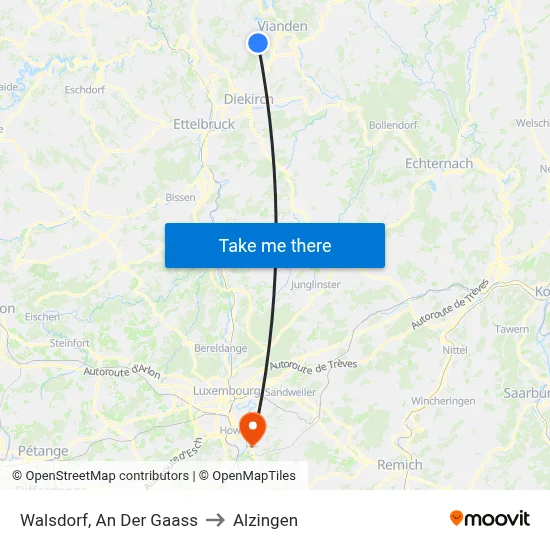 Walsdorf, An Der Gaass to Alzingen map