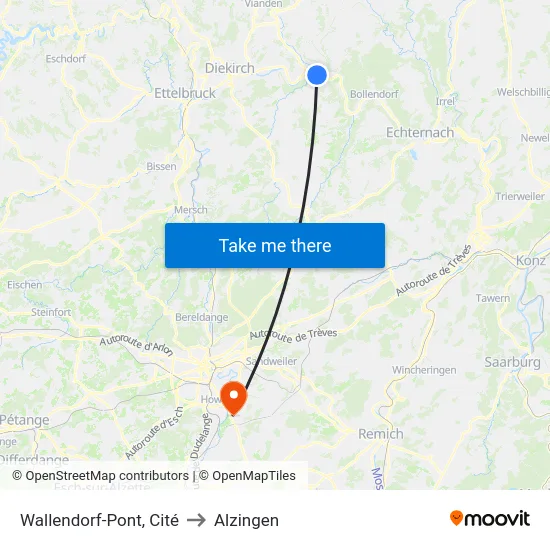 Wallendorf-Pont, Cité to Alzingen map