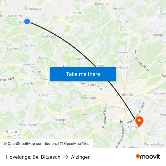 Hovelange, Bei Bitzesch to Alzingen map