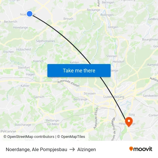 Noerdange, Ale Pompjesbau to Alzingen map