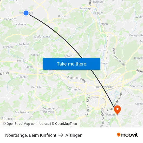 Noerdange, Beim Kiirfecht to Alzingen map