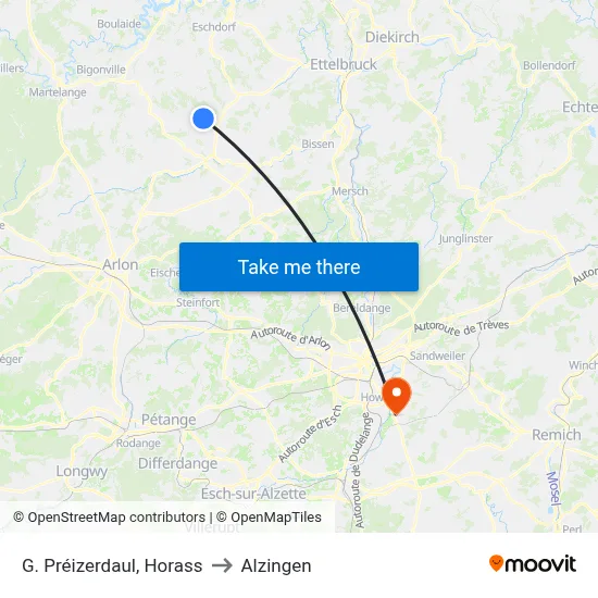 G. Préizerdaul, Horass to Alzingen map