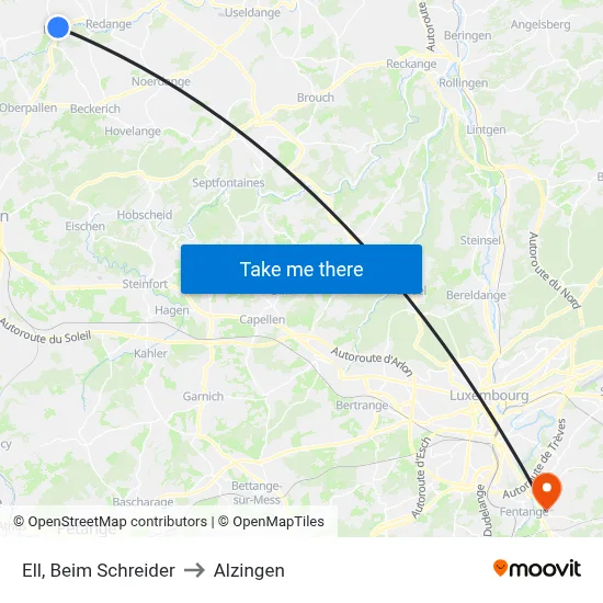 Ell, Beim Schreider to Alzingen map
