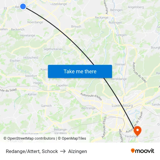 Redange/Attert, Schock to Alzingen map