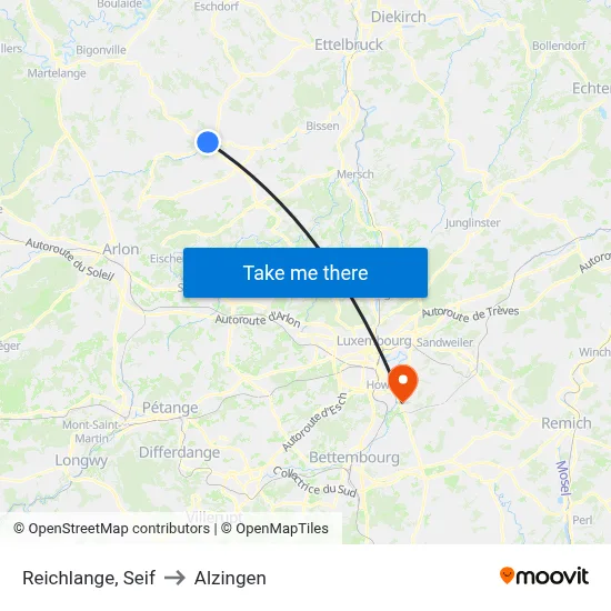 Reichlange, Seif to Alzingen map