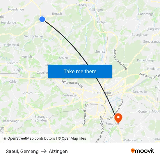 Saeul, Gemeng to Alzingen map