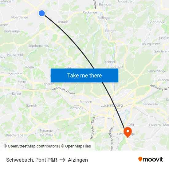 Schwebach, Pont P&R to Alzingen map