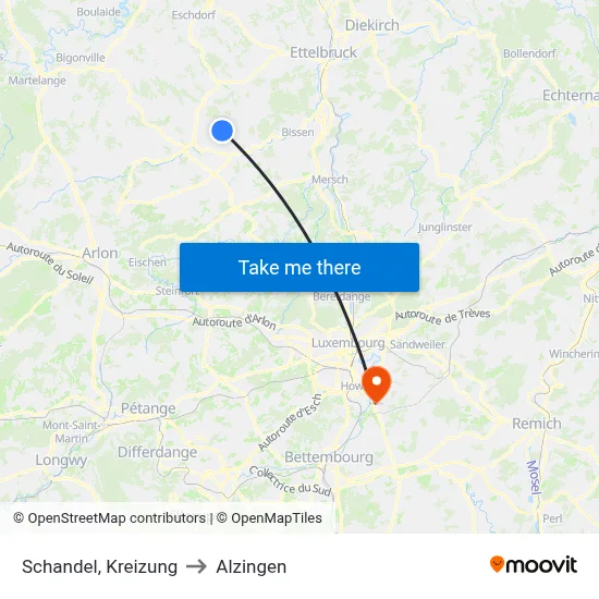 Schandel, Kreizung to Alzingen map