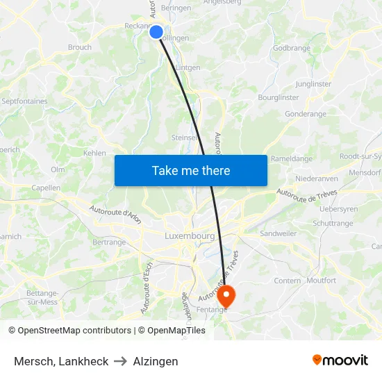 Mersch, Lankheck to Alzingen map