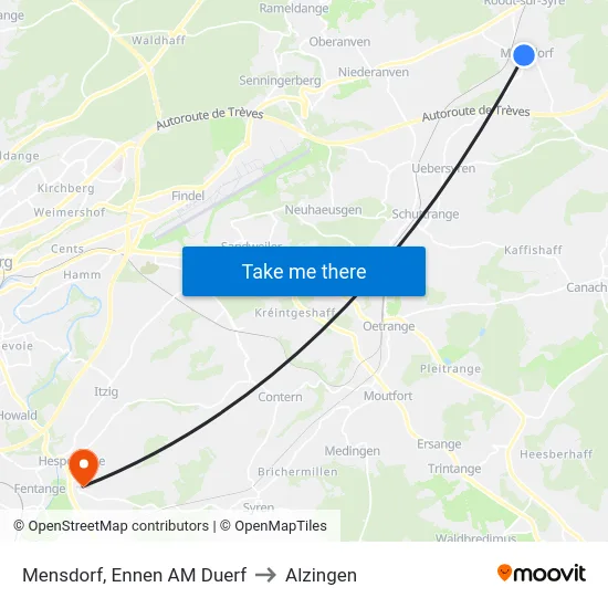 Mensdorf, Ennen AM Duerf to Alzingen map