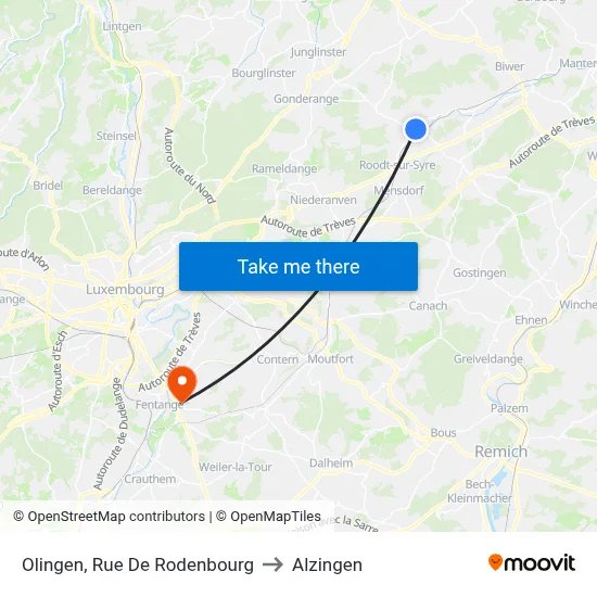 Olingen, Rue De Rodenbourg to Alzingen map