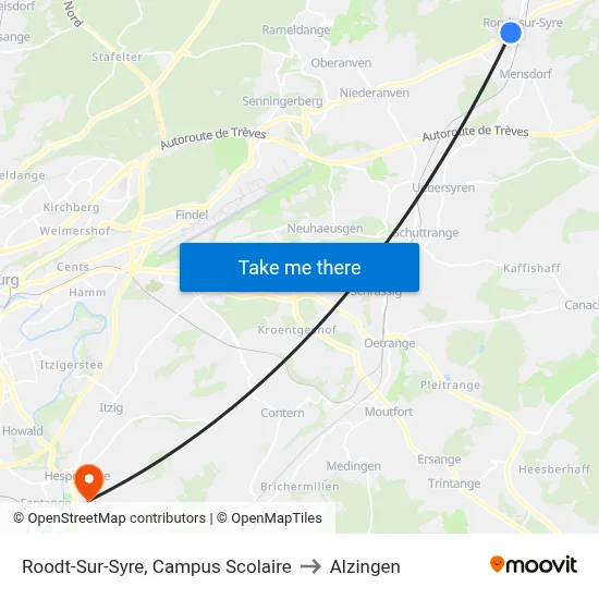 Roodt-Sur-Syre, Campus Scolaire to Alzingen map