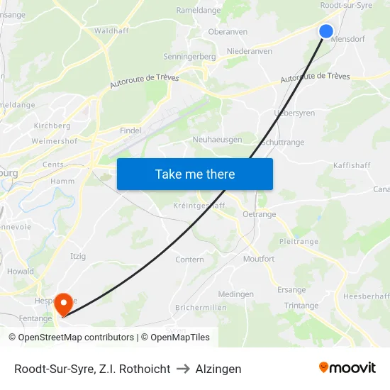 Roodt-Sur-Syre, Z.I. Rothoicht to Alzingen map