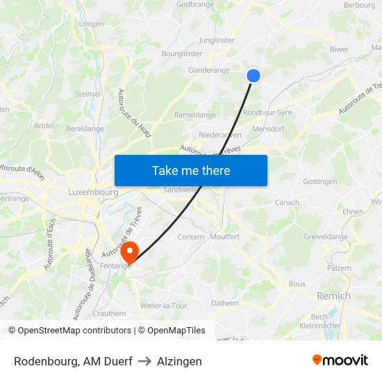 Rodenbourg, AM Duerf to Alzingen map