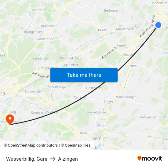 Wasserbillig, Gare to Alzingen map