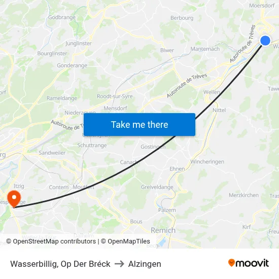 Wasserbillig, Op Der Bréck to Alzingen map