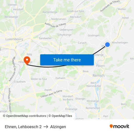 Ehnen, Lehboesch 2 to Alzingen map