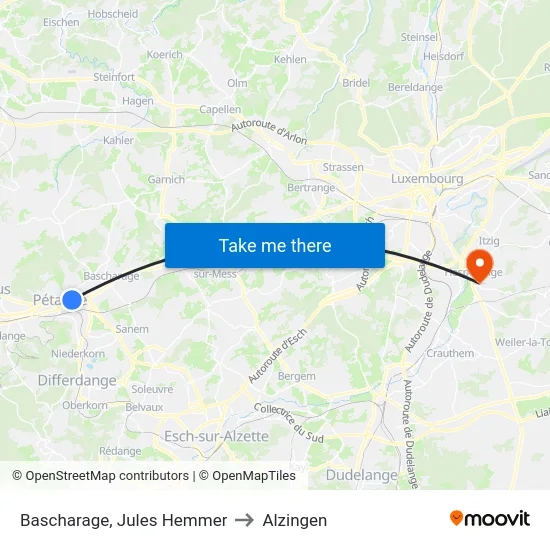 Bascharage, Jules Hemmer to Alzingen map