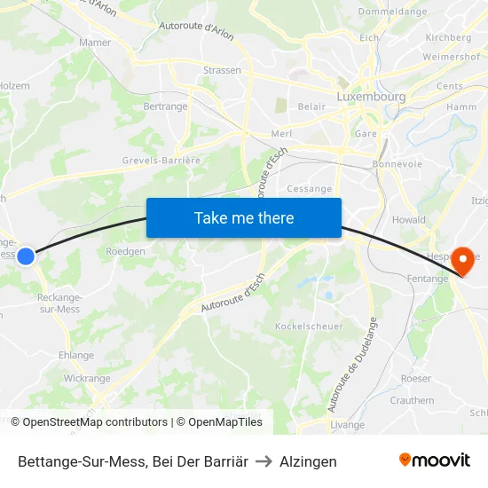 Bettange-Sur-Mess, Bei Der Barriär to Alzingen map