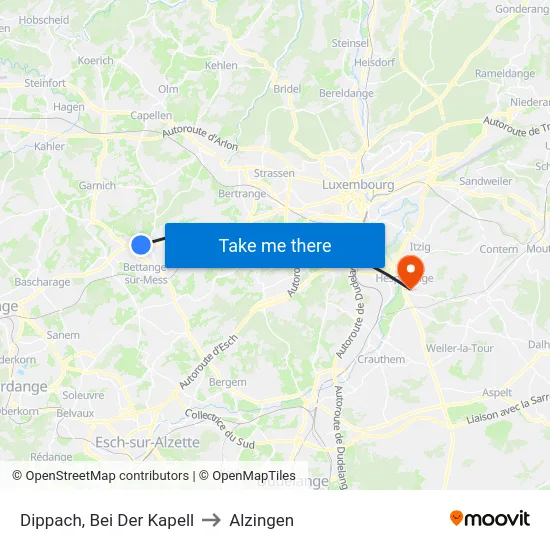 Dippach, Bei Der Kapell to Alzingen map