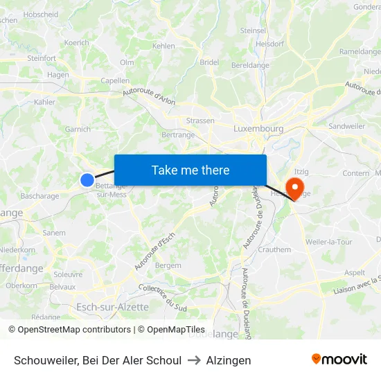 Schouweiler, Bei Der Aler Schoul to Alzingen map