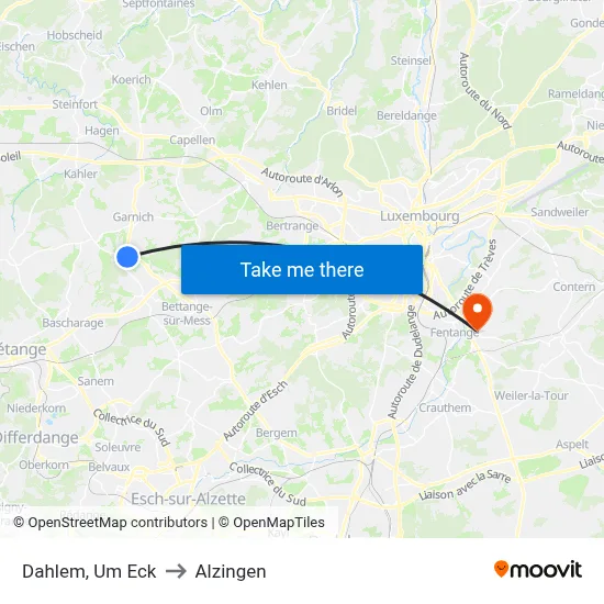 Dahlem, Um Eck to Alzingen map