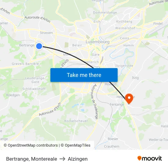 Bertrange, Montereale to Alzingen map