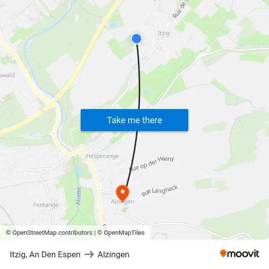 Itzig, An Den Espen to Alzingen map