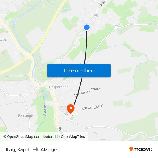 Itzig, Kapell to Alzingen map