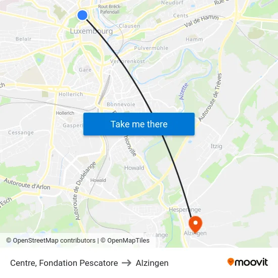 Centre, Fondation Pescatore to Alzingen map