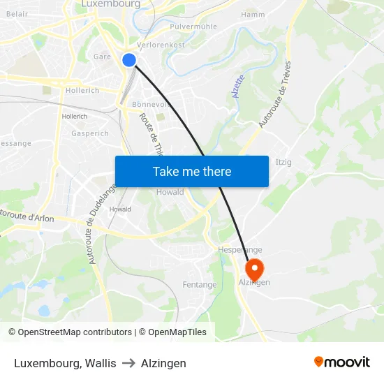 Luxembourg, Wallis to Alzingen map