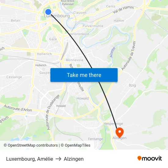 Luxembourg, Amélie to Alzingen map