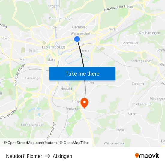 Neudorf, Fixmer to Alzingen map
