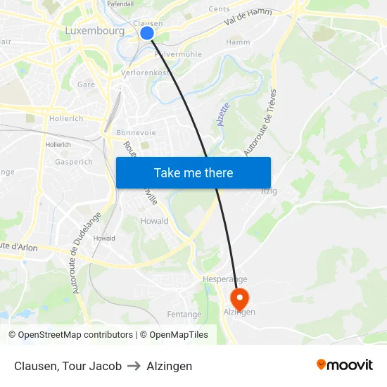 Clausen, Tour Jacob to Alzingen map