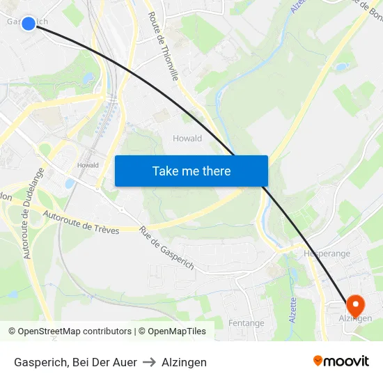 Gasperich, Bei Der Auer to Alzingen map