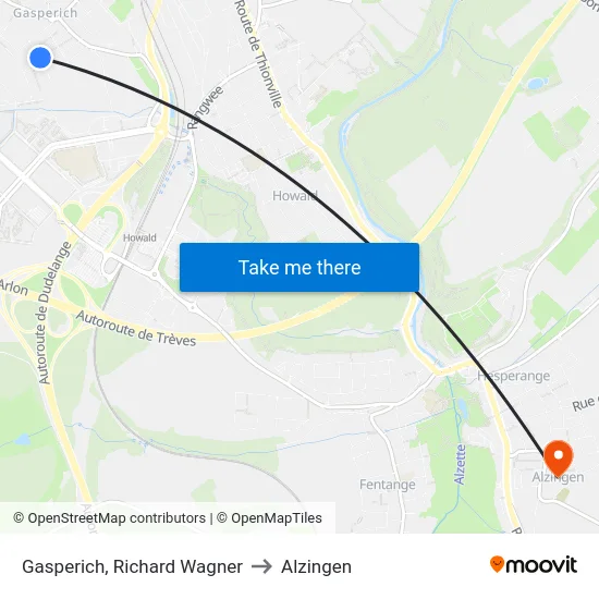Gasperich, Richard Wagner to Alzingen map
