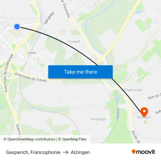 Gasperich, Francophonie to Alzingen map