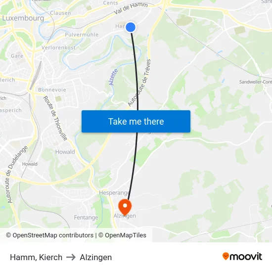 Hamm, Kierch to Alzingen map