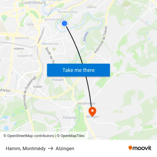 Hamm, Montmédy to Alzingen map
