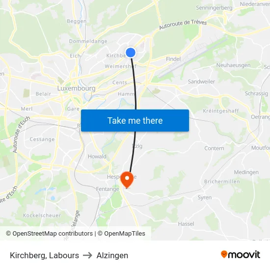 Kirchberg, Labours to Alzingen map