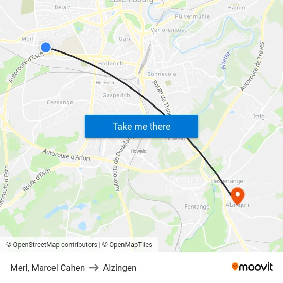 Merl, Marcel Cahen to Alzingen map