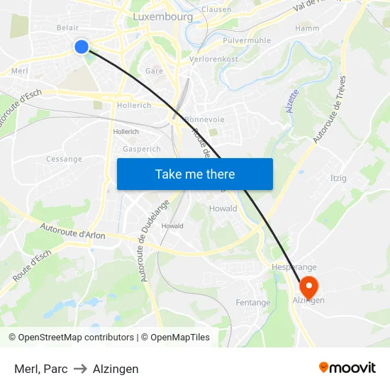 Merl, Parc to Alzingen map